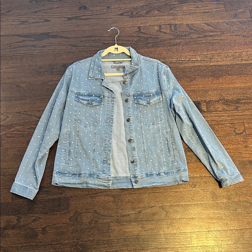 Elliott Lauren Women’s Light Blue Denim Jacket with Rhinestones Size 10